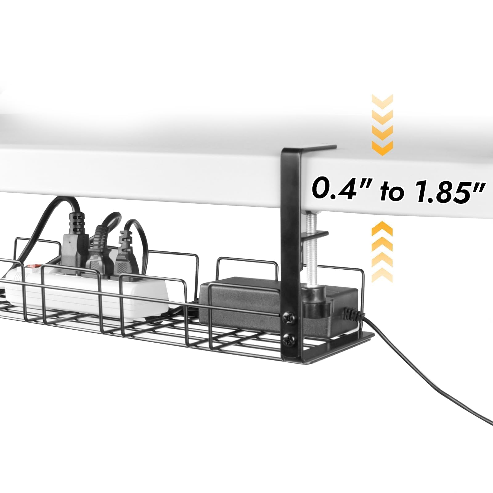 Kabelmanagementablage für den Schreibtisch, 40 cm lang, 13 cm breit, Stahlschnur-Organizer-Set, 4 Kabelhalter, 12 Rollen Kabel-Organizer-Riemen, kein Bohren, keine Beschädigung des Schreibtischs
