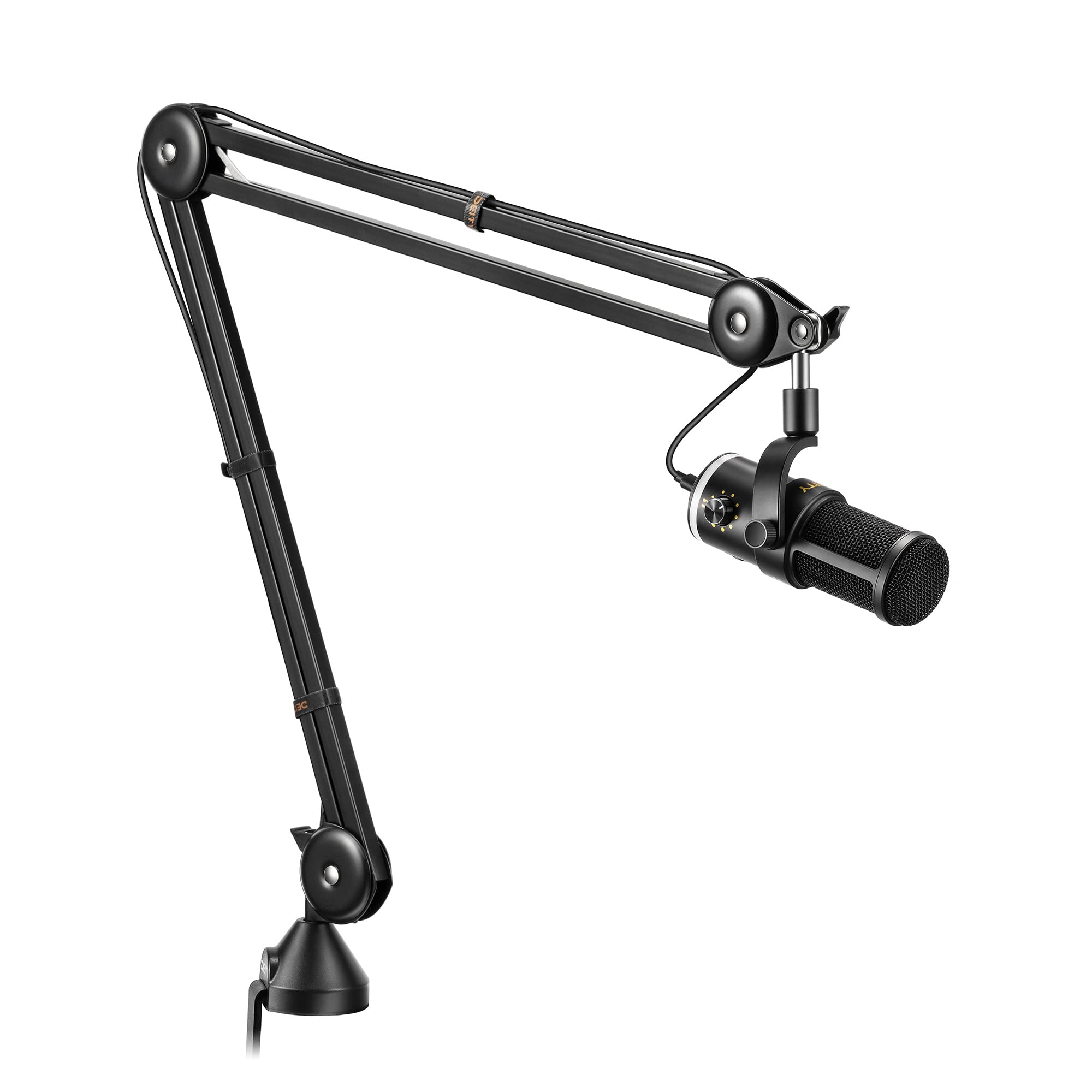 Deity VO-7U - Microfono a condensatore dinamico interamente in metallo per podcasting, registrazione, live streaming, gaming, interfaccia monitor integrata da 3,5 mm (con braccio per microfono)