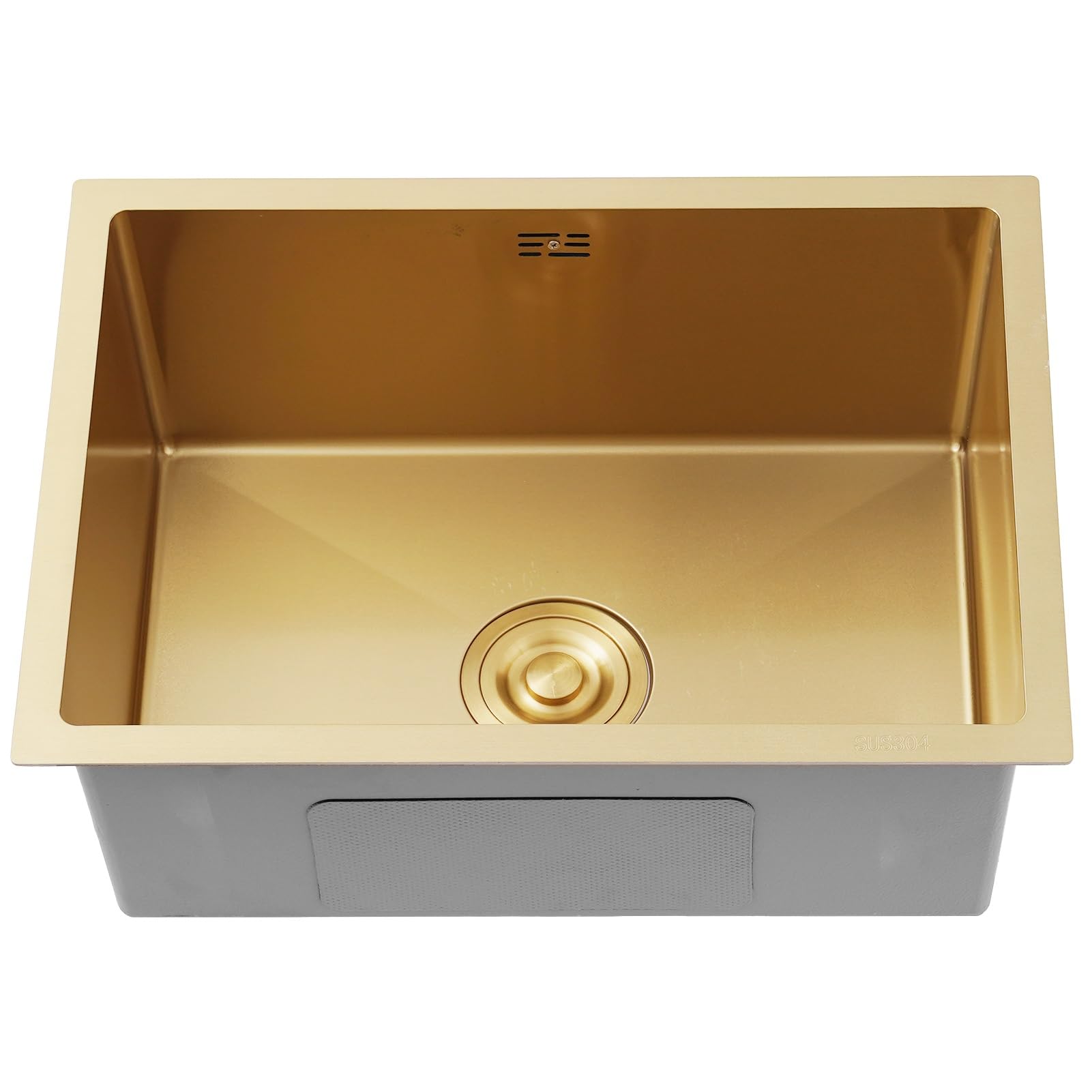 Lavello da Incasso Quadrato in Acciaio Inox, Vasca Singola, lavello Compatto per Piccole cucine, salvaspazio, Superficie con Rivestimento Nano con Kit di Scarico (Oro, 75x45 cm)