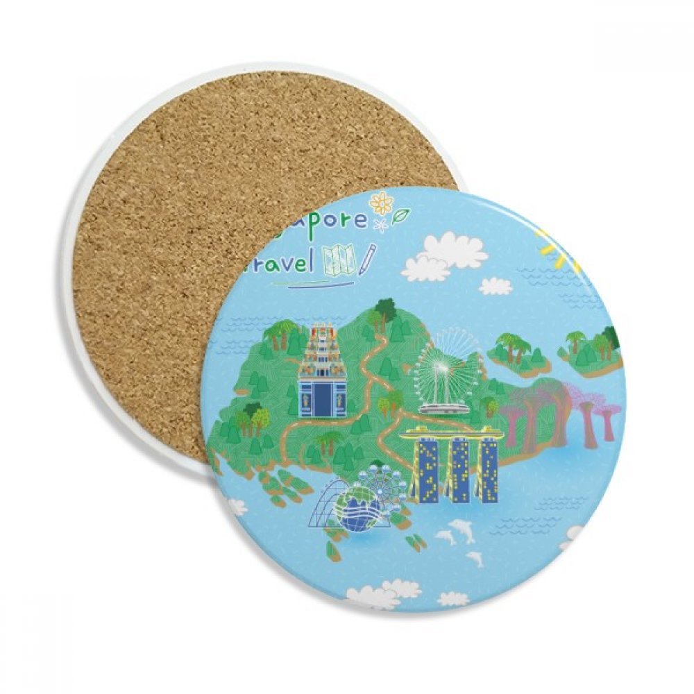 Singapour Carte Voyage dessous de tasse cadeau original céramique
