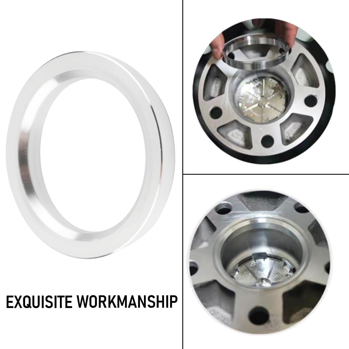 Rhinotuning 4 x pierścienie centrujące Ø 72,6 mm na Ø 57,1 mm, srebrne aluminium
