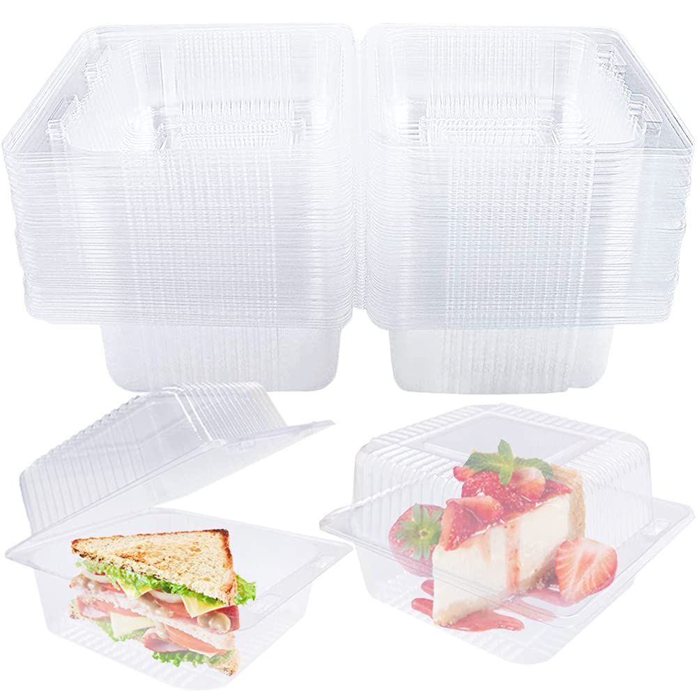 50 Pcs Clear Hinged Plastic Food Take Out Containers Disposable ...