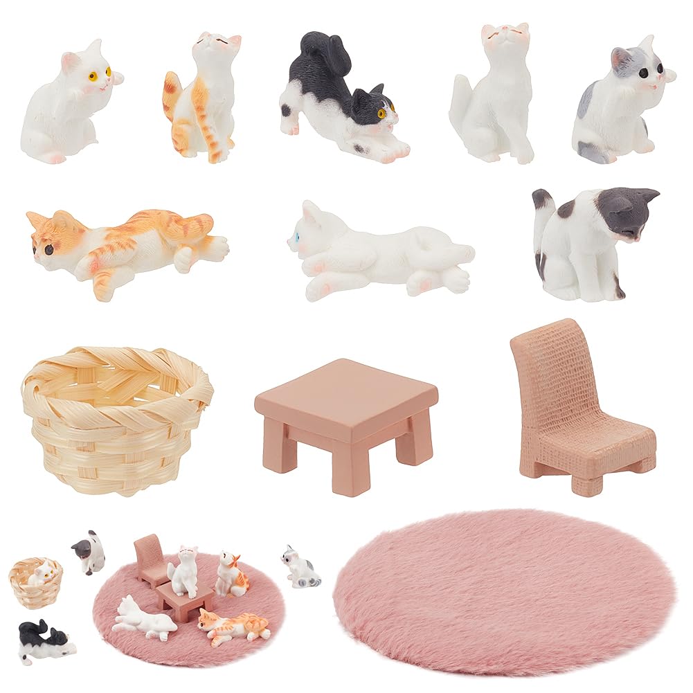 Figurines de chat mignonnes accessoires maison de poupée miniature et gâteaux d'anniversaire