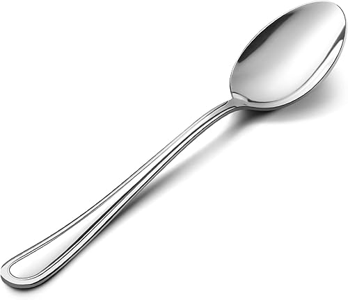 Miniatura 1 de E-far - Juego de 12 cucharas de sopa de acero inoxidable de 7.9 pulgadas para el hogar, la cocina o el restaurante, no tóxicas y pulidas en espejo,