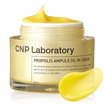 CNP Honey Ceramide Moisturizer with Propolis Extract & Hyaluronic Acid, Propolis Ampule Oil-in-Cream with 5 Oil Blend, Anti Aging Face Cream, for Firm, Radiant Skin, Korean Skin Care 1.76 fl. oz