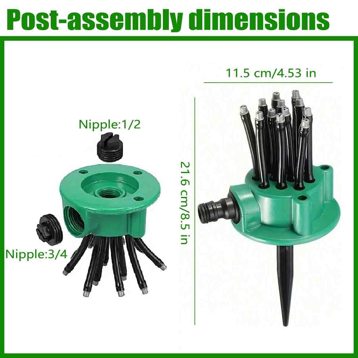 Irrigatore da giardino di precisione con copertura a 360°,Irrigazione da giardino con 12 ugelli flessibili regolabile,Irrigatori Prato multidirezionale per cortile,erba,patio,giardino(4pz)