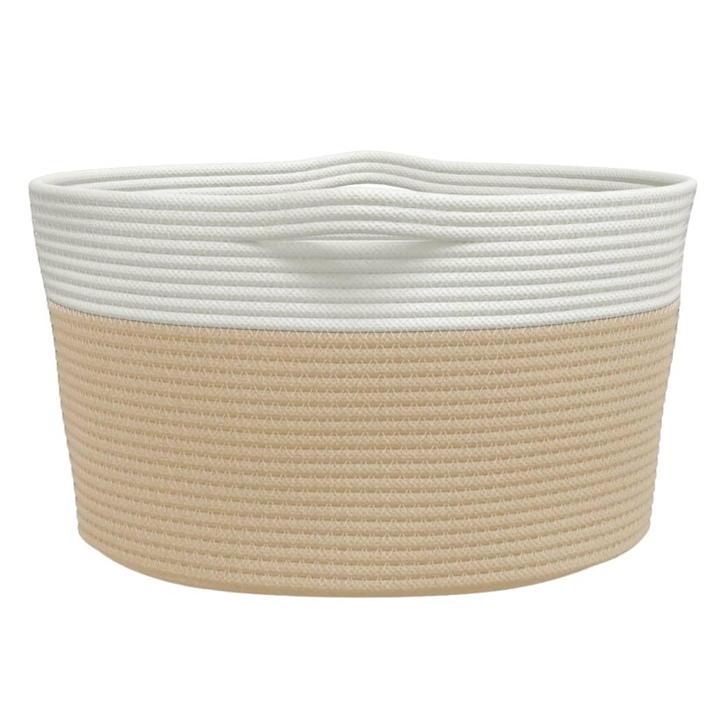 Cesto portaoggetti in cotone/poliestere, intrecciato, beige e