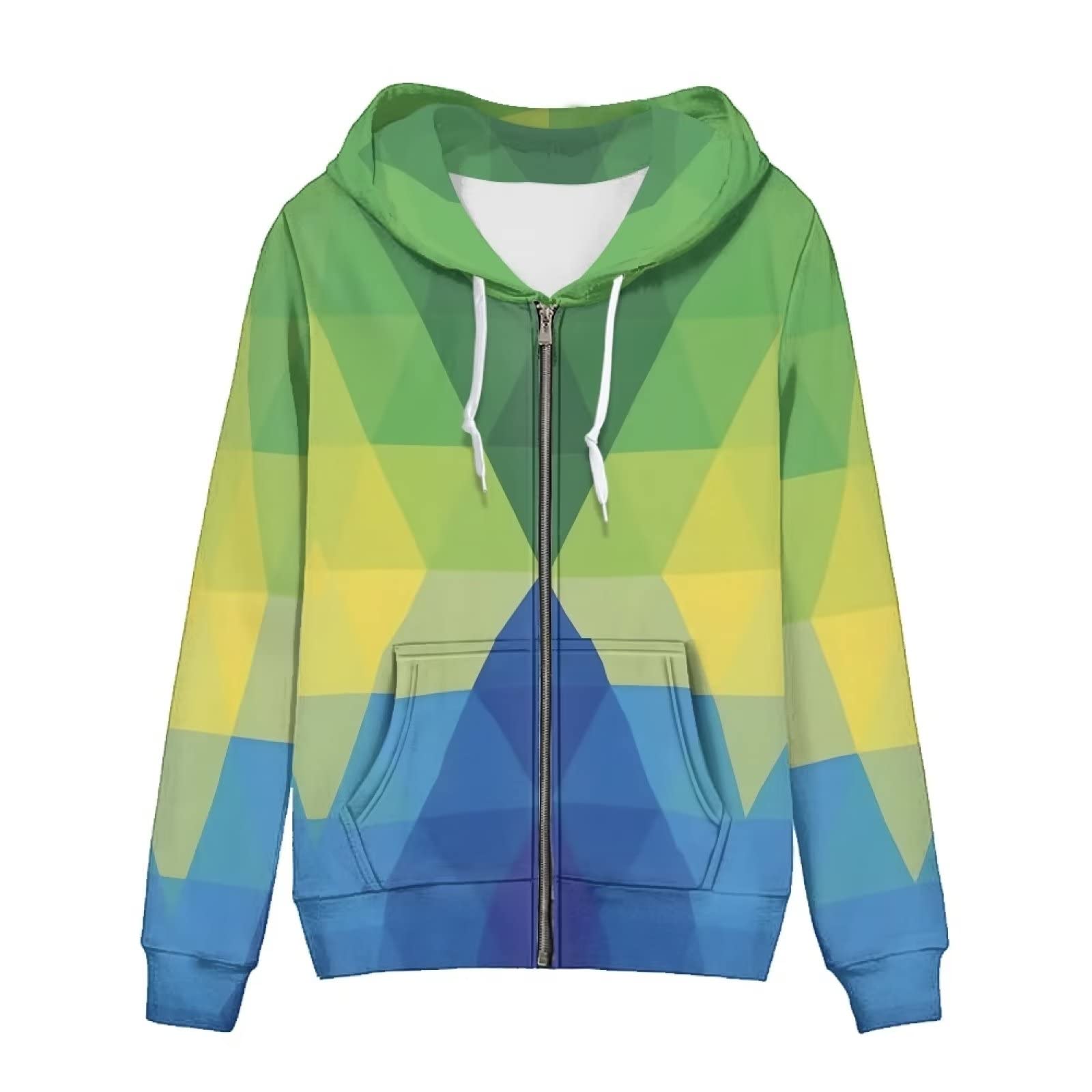 HUIACONG Rozmiar XS-5XL zapinane na zamek bluzy damskie pulower nastolatki bluza z kapturem, Kolorowy romb, L
