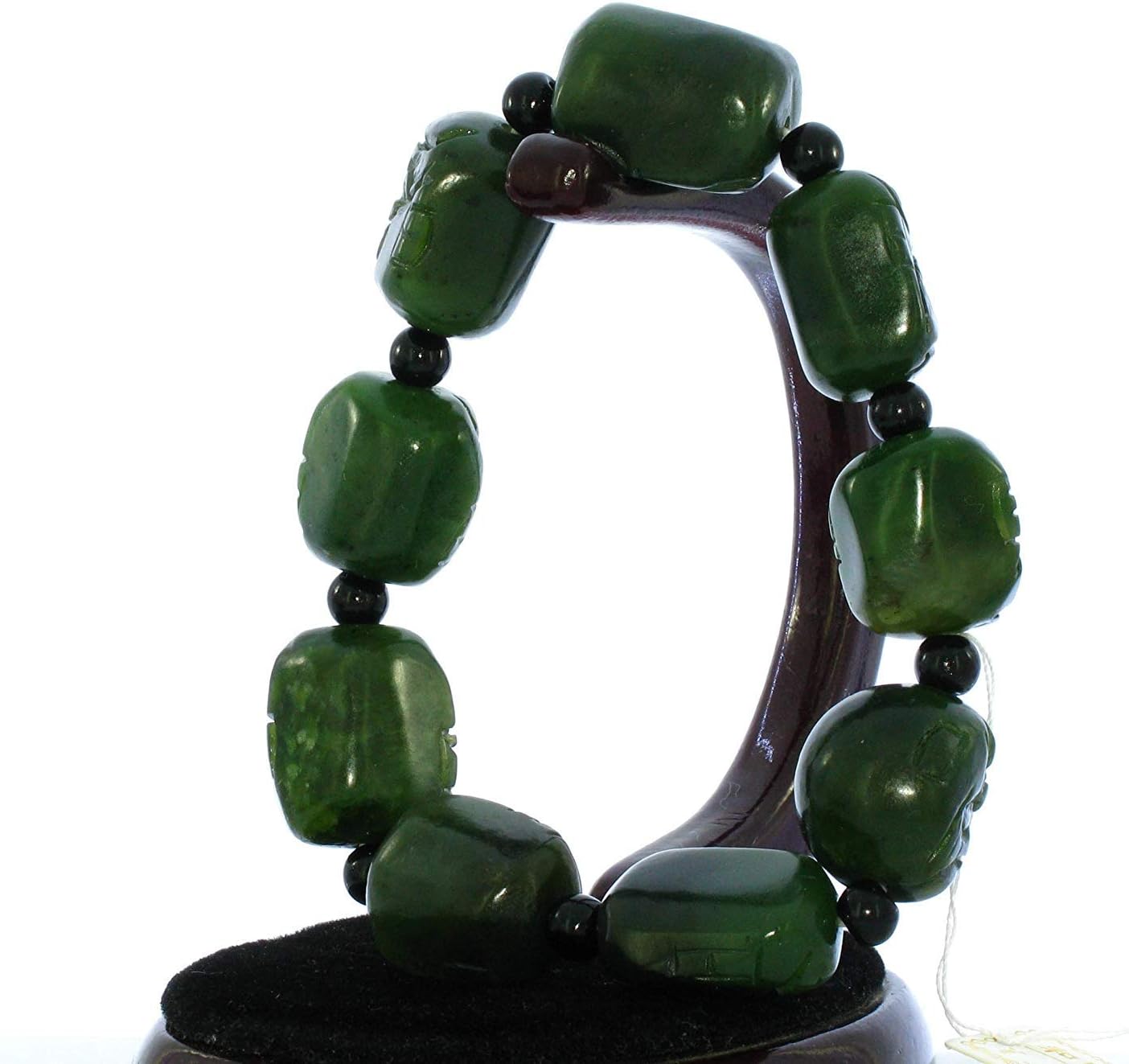 0.9" China Certified Nature Hetian Nephrite Jade Hand Carved Rohan Bangle Bracelet 3781