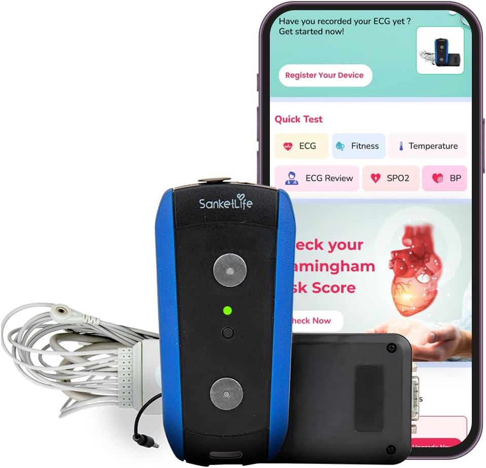 Agatsa SanketLife Pro+ Combo Pocket12 Lead ECG with Converter & Cable |Take ECG Anywhere |99% Accuracy |Specially for Doctors | ISO & CDSCO Certified