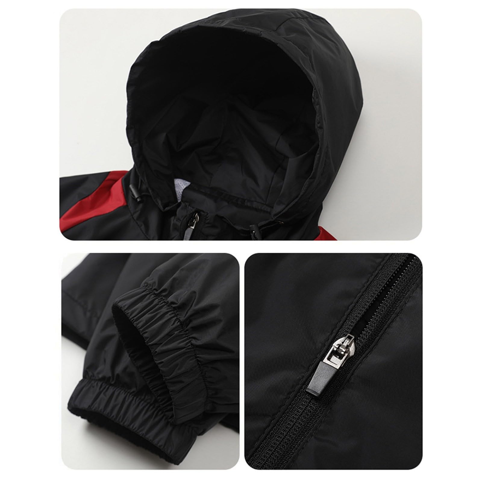 Giacca da moto da uomo, 2 pezzi, tuta antipioggia da uomo, pantaloni da jogging, impermeabile, traspirante, con cappuccio all'aperto, bicicletta, giacca softshell leggera primaverile
