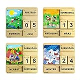 Familienzeit – schöner Dauerkalender aus Birkenholz | Ewiger Wand- und Tischkalender (mit Standwinkel als Zubehör) | Lernkalender | Zuhause, Schule, Kindergarten, Seniorenheim | Made in Germany