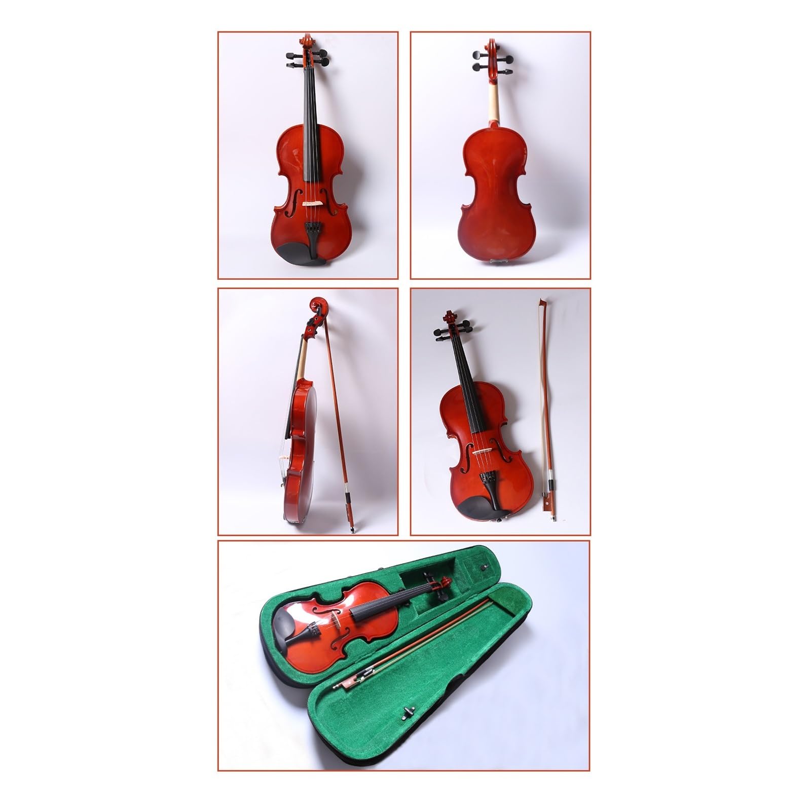 Violine für Anfänger, glänzend, Lindenholz mit Koffer, Bogen, Anfänger, volle Größe (3/4)