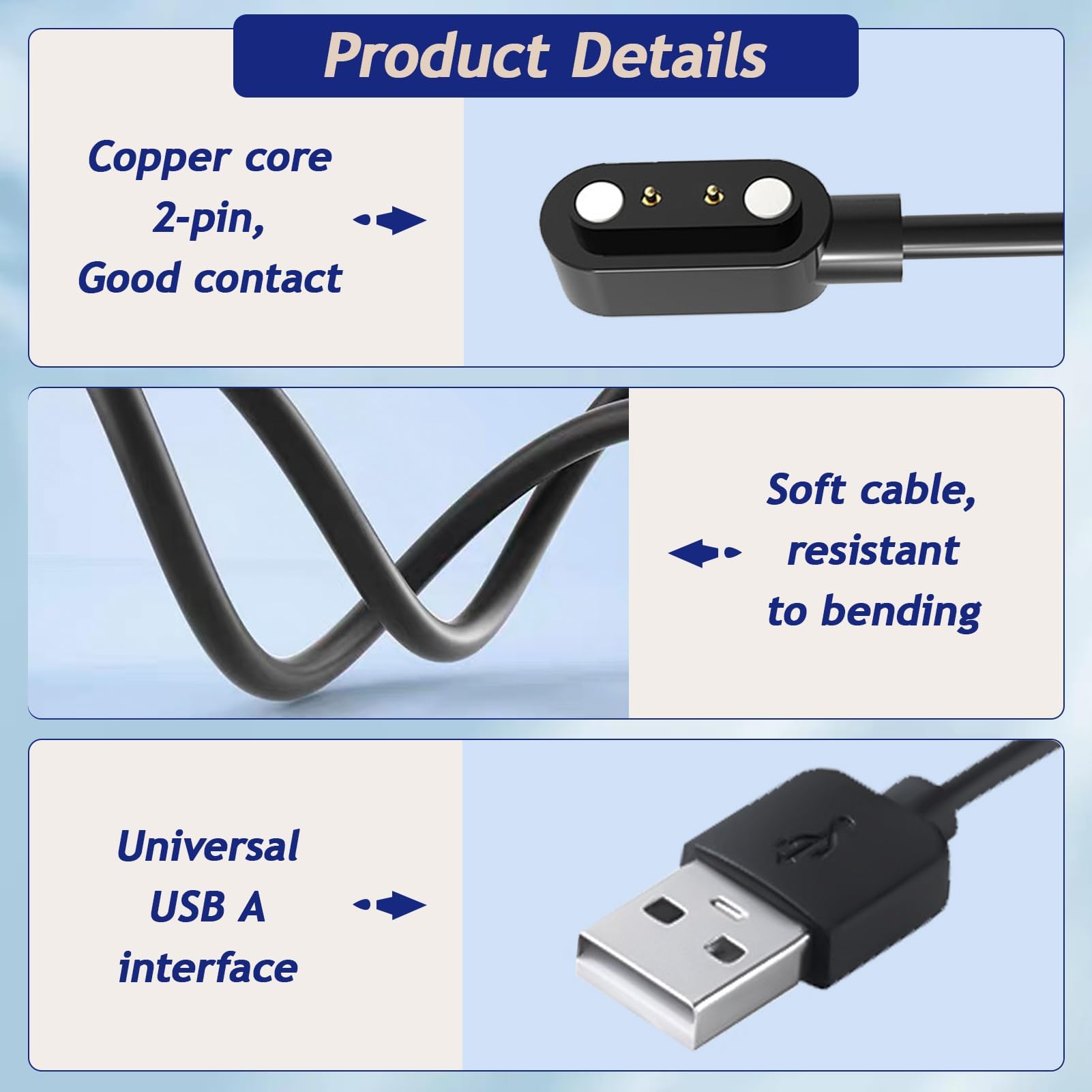 Caricabatterie Magnetico Universale Per Smartwatch | 2 Pezzi USB Con Spaziatura 2,84 Mm - 5