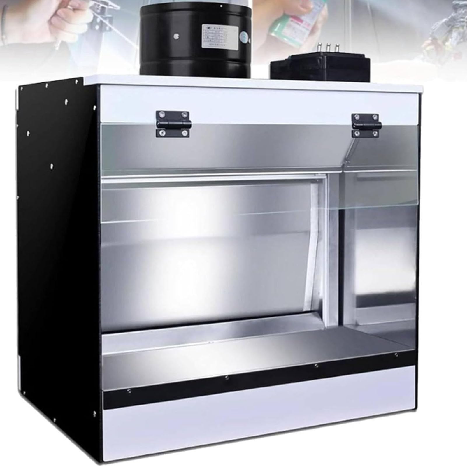 Cabina di verniciatura a spruzzo con tecnologia a cascata, postazione per aerografo con cortina d'acqua e luci LED brillanti, ideale per hobbisti professionisti, artisti e appassionati 50x50x40cm