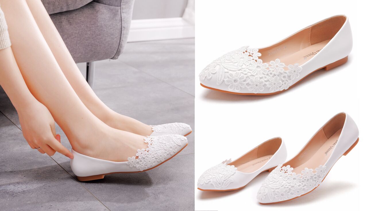 pretty ballerinas フラットシューズ(ホワイト)ブライダル Rosario Blancos Patent Leather Ballerinas