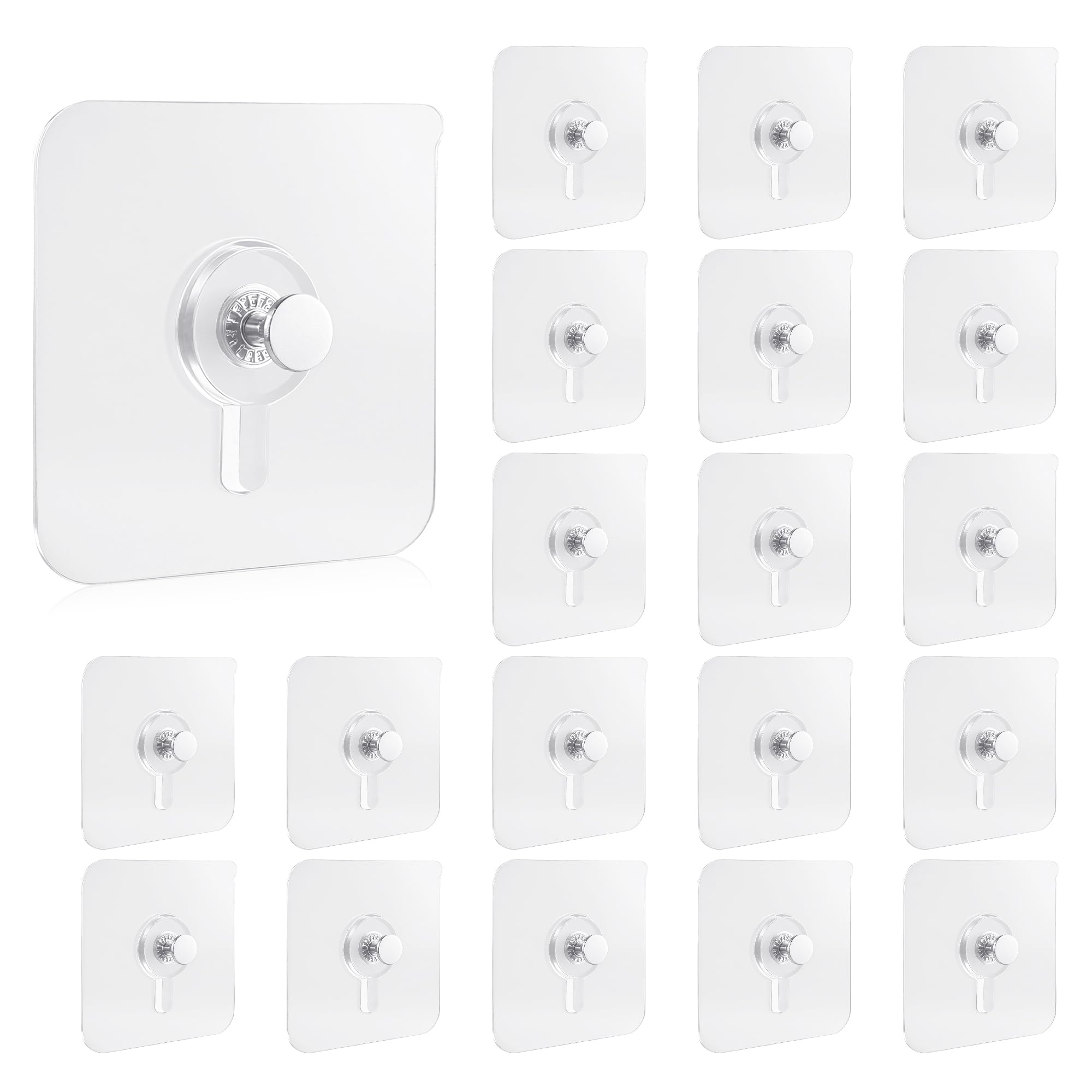 Desenda 20 PCS Self-Adhesive Picture Hooks Transparent Waterproof Hangers No Drill Wall Mount Screw Sticky Hooks for Hanging Picture Frames Wall Decoration Mirrors Kitchenware