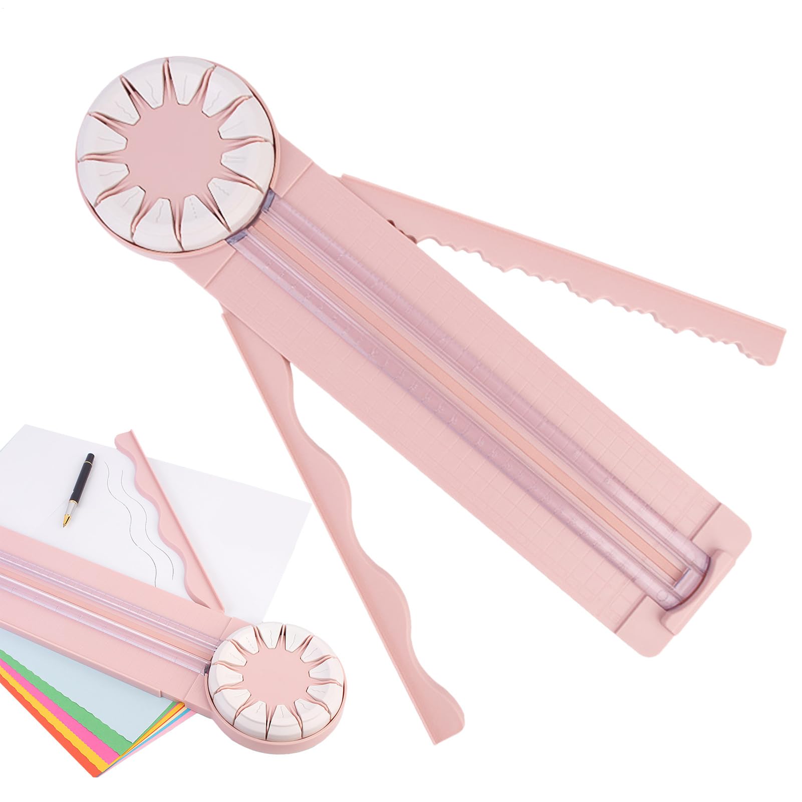 Wycinarka do papieru rzemieślniczego, 12 w 1, wycinarka do papieru | falista, krawędź, przycinarka do scrapbookingu, regulowana końcówka z pomiarem do kopert, tworzenia kart w miejscu pracy