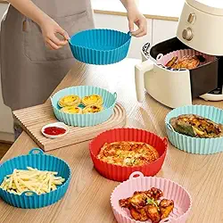 Kit 6 Formas de Silicone Premium para Air Fryer com Alças | Antiaderente, Reutilizável e Versátil para Forno, Micro-ondas | Cozinha Mais Saudável e Limpa