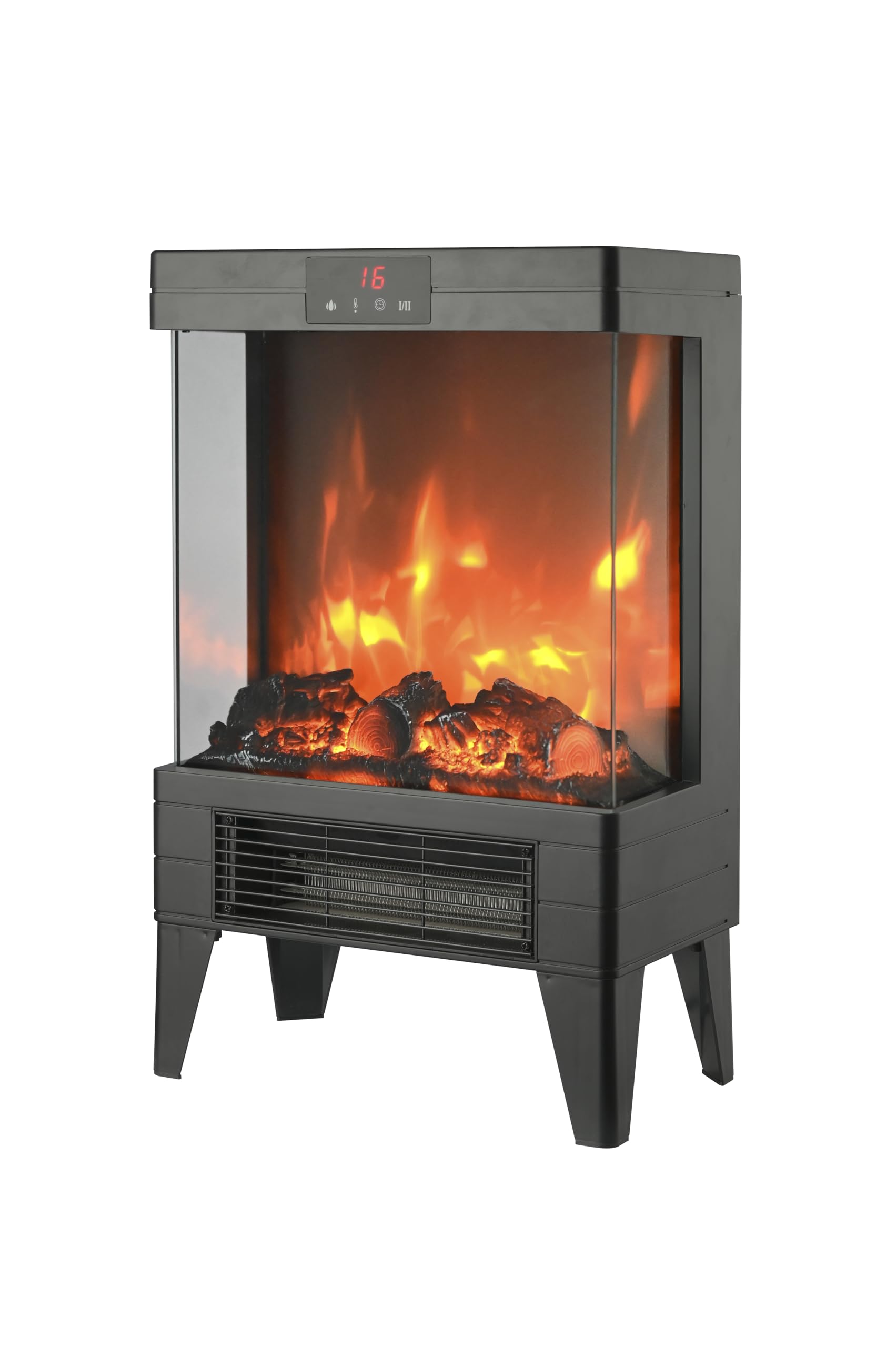 Zephir, Caminetto elettrico,2 livelli di potenza 1000/2000W, Protezione anti surriscaldamento, Termostato regolabile, Effetto fiamma accesa indipendente, Timer 12h, Telecomando