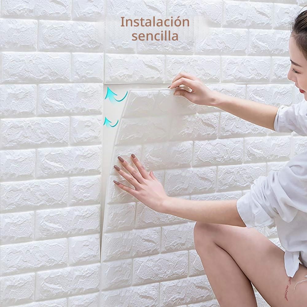 NHSUNRAY 3D Ladrillo Pegatina Pared Autoadhesivo Panel Pared Impermeable, 3D DIY Wall Stickers Moderno Decoración para Cuarto de Baño, Sala de Estar y Cocina, 60x60cm (20 Piezas)