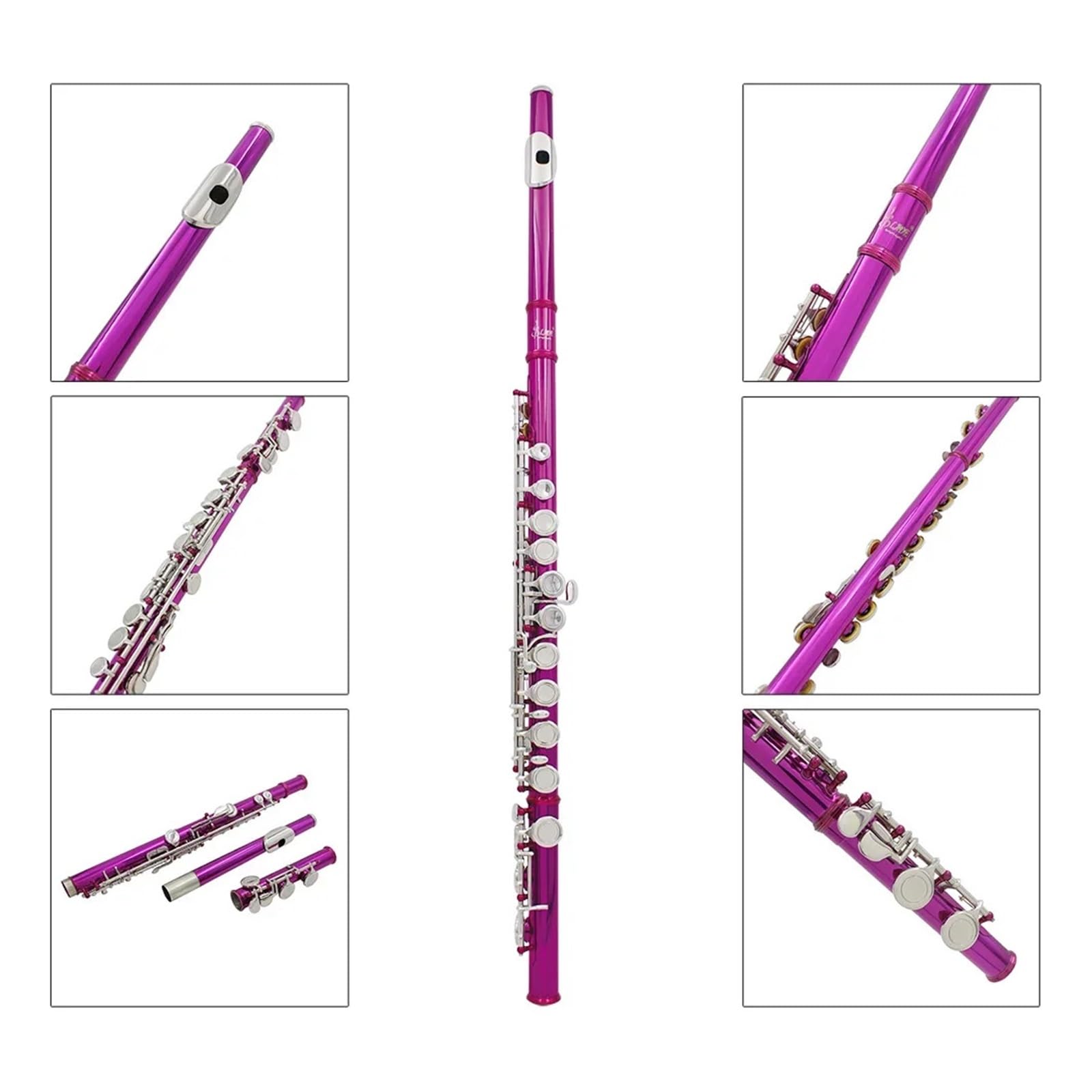 Flauto tono C a 16 fori rosa rosso con strumento a fiato chiave E Chiave chiusa Flauto a tubo in cupronichel con scatola Accessori musicali