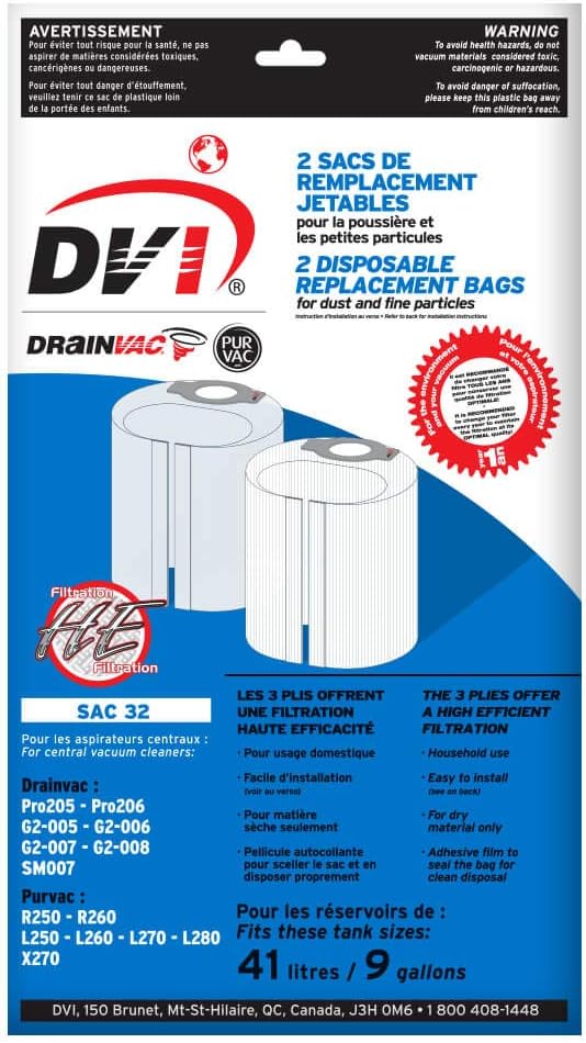 Phoenix Central Vacuum SAC-32 Replacement Top Fill 9-Gallon Cloth Bags