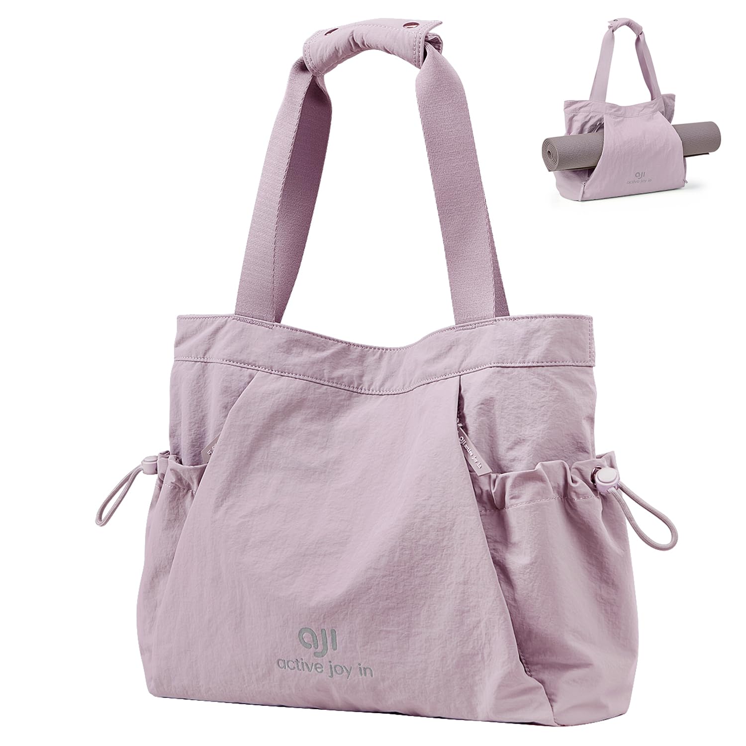 Yoga Bag for Women, Sport Gym Bag with Wet and Dry Separation Bag, Tote Bags with Multiple Pockets and Zipper for Yoga Mat Carrier Pilates School Office Travel Beach (Pink)