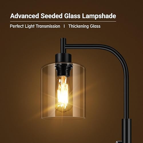 Miniatura 6 de BoostArea Lámpara de pie regulable, lámpara de pie con pantalla de cristal, bombilla LED de 6 W incluida, lámpara de pie moderna, lámpara LED