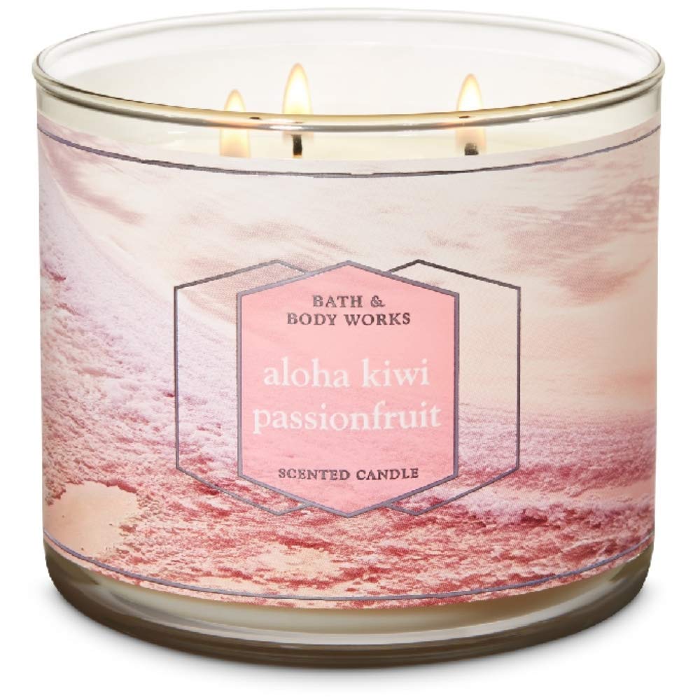 Bath And Body Works Aloha Kiwi Passionfruit 3 Wick Scented Candle 411g- Tropical Passion Fruit, Radiant Kiwi, Juicy Pineapple