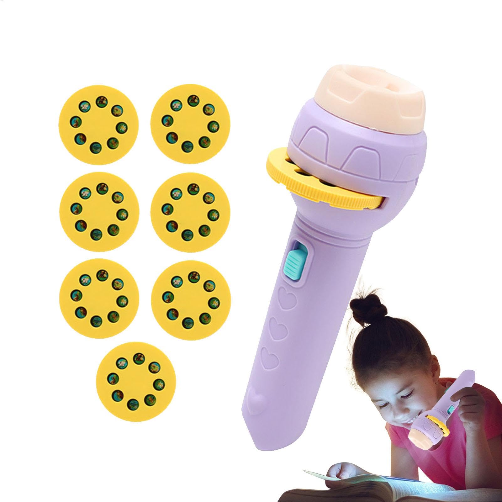 Fisssure Linterna Proyector Juguetes, Niños Proyector Juguetes - Juguetes educativos del Proyector de Aprendizaje,Se incluyen, vehículos, animales, 56 imágenes, 7 temas y un