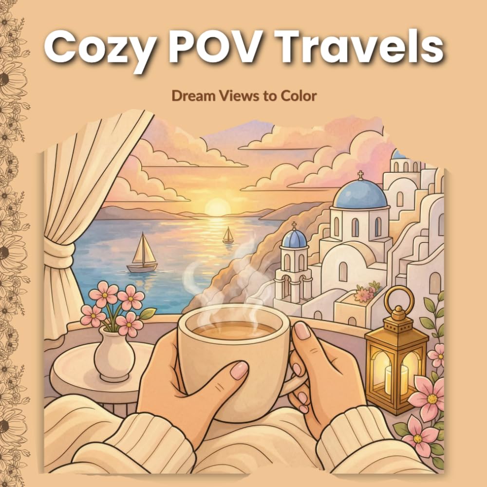 Cozy POV Travels: Cozy POV Travel Coloring Book for Adults and Teens Featuring Relaxing Dream Destinations and Scenic Escapes