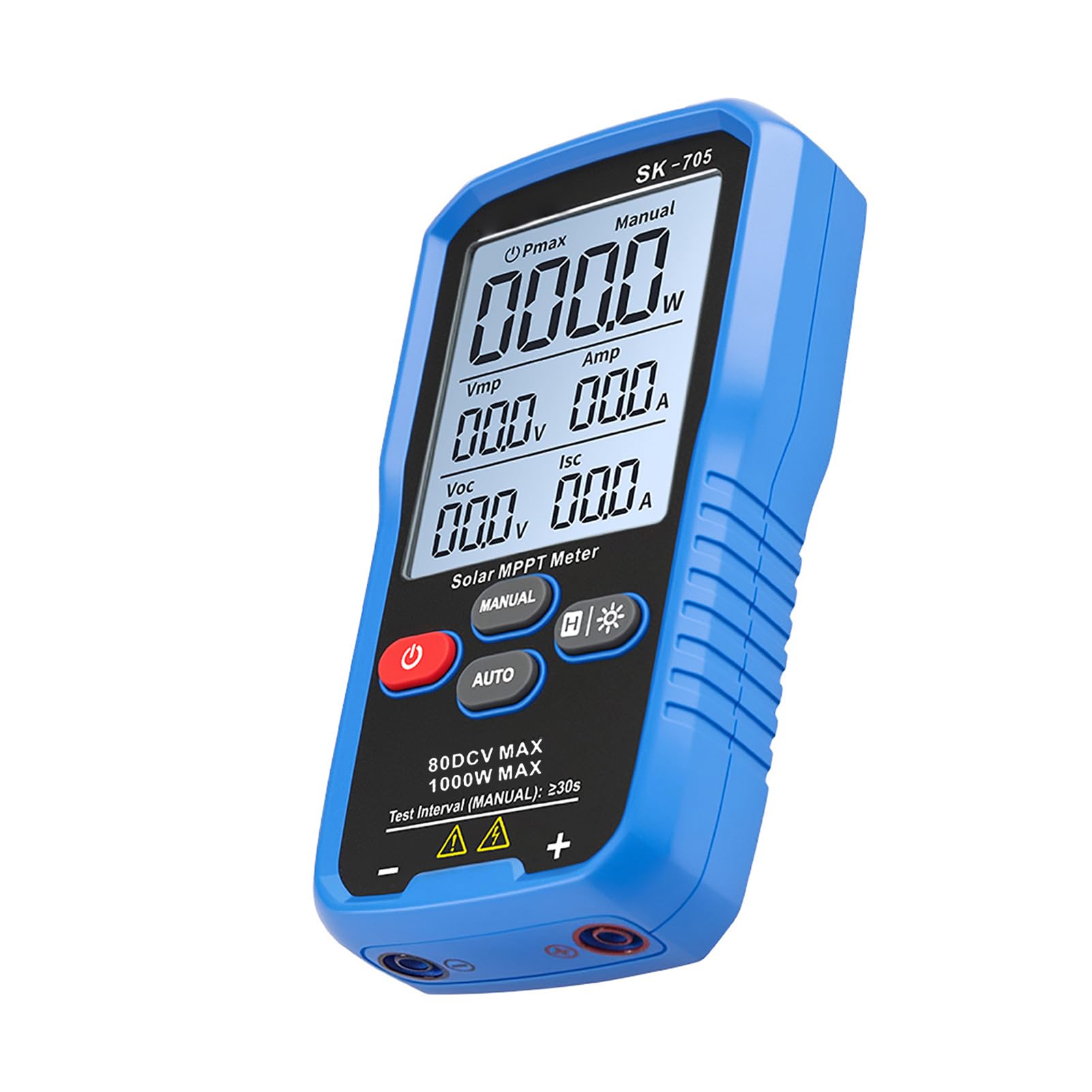 Eujgoov Tester Mocy Panelu Słonecznego Przenośny Tester Fotowoltaiczny z Wyświetlaczem 3,2 Cala, 1000 W, 80 V, 35 A, Wielostykowym 4 Haczykiem do Zawieszania Przewodów Pomiarowych dla Techników