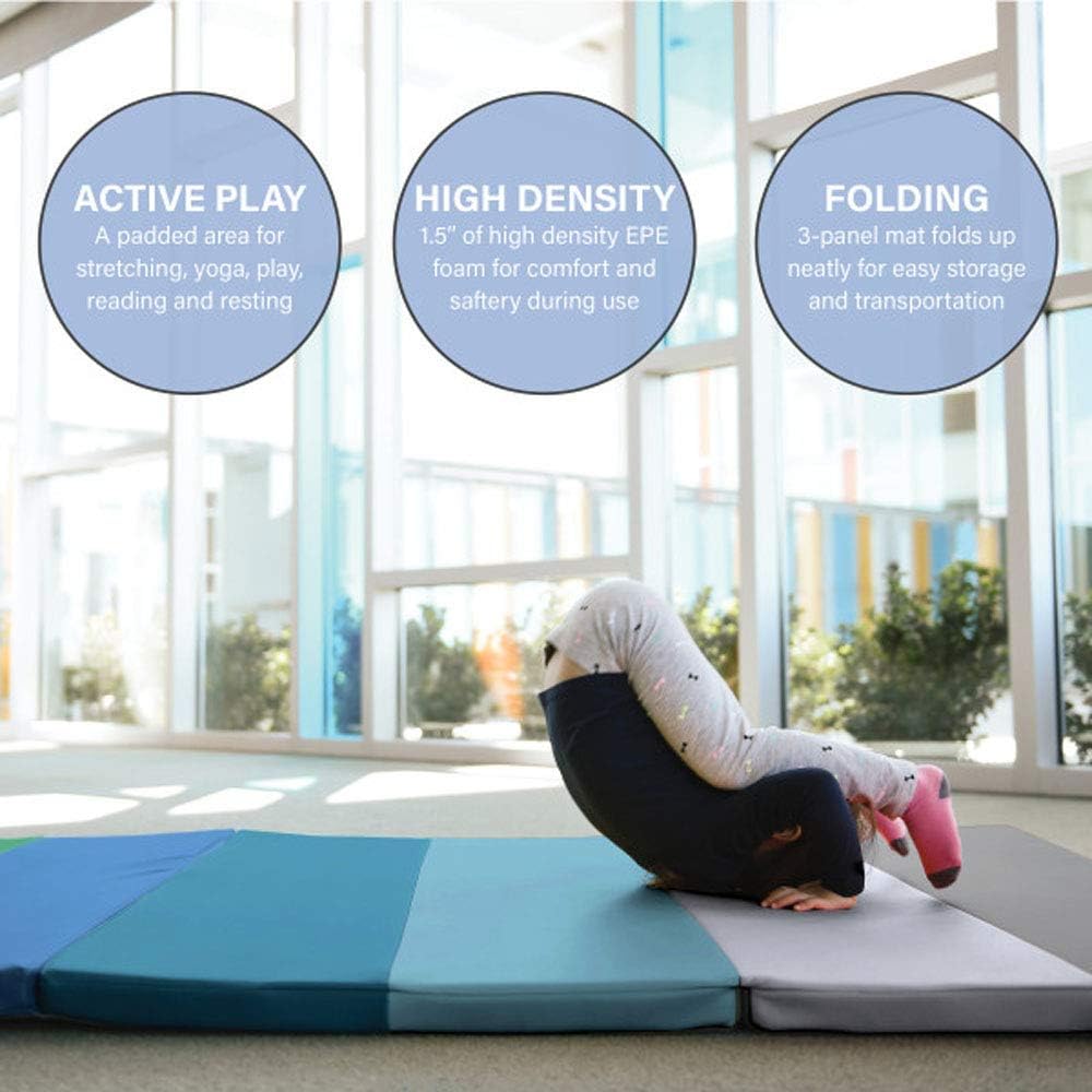 Factory Direct Partners SoftScape 4ft x 6ft Runway Tumbling Mat - Soft, Sturdy Foam, 3-Fold Exercise Mat