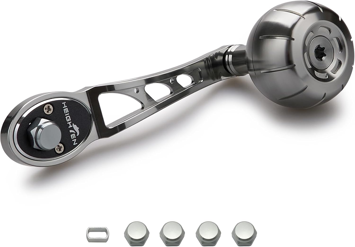 80mm/90mm Fishing Reel Handle for Shimano Daiwa Abu Garcia Penn Kaking Lew's Baitcasting Reel Power Crank Accessory (80mm/90mm Handle 38mm Knob - All Silver) (0897)