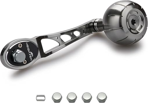 HEIGHTEN 80mm/90mm Fishing Reel Handle for Shimano Daiwa Abu Garcia Penn Kaking Lews Baitcasting Reel Power Crank Accessory 80mm/90mm Handle 38mm Knob - All Silver 0897