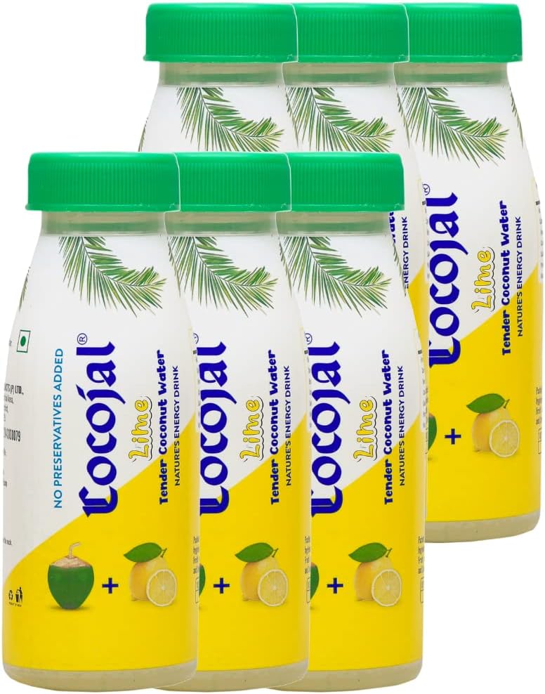 Cocojal Lime Tender Coconut Water | No Added Preservatives | No Added Flavours | Not from Concentrate | 200 ml (Pack of 6)