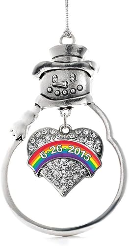 Miniatura 225 de Inspired Silver - Adorno Colombia Charm - Adorno de muñeco de nieve con forma de corazón de plata pavé con joyas de circonita cúbica