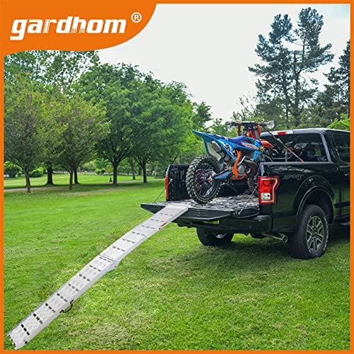Motorcycle Ramp 1Pc 1500 Lbs Capacity, Gardhom 7.5' With Handle Aluminum Foldable Wide Pickup Truck Trailer Heavy Duty Loading Ramp For Atv Utv Dirt Bike Lawn Mower Snow Blower Car #TOP6