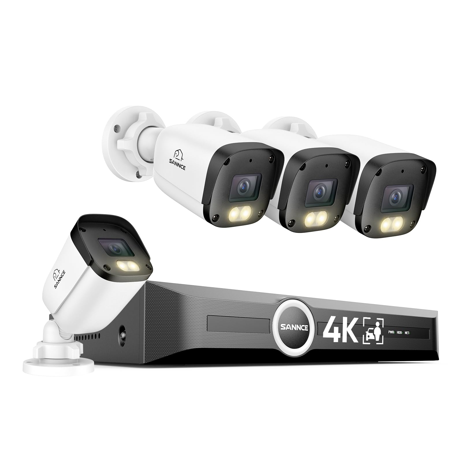 SANNCE 4K PoE Security Camera System - NVR with 4PCS Bullet Cameras(NO HDD)