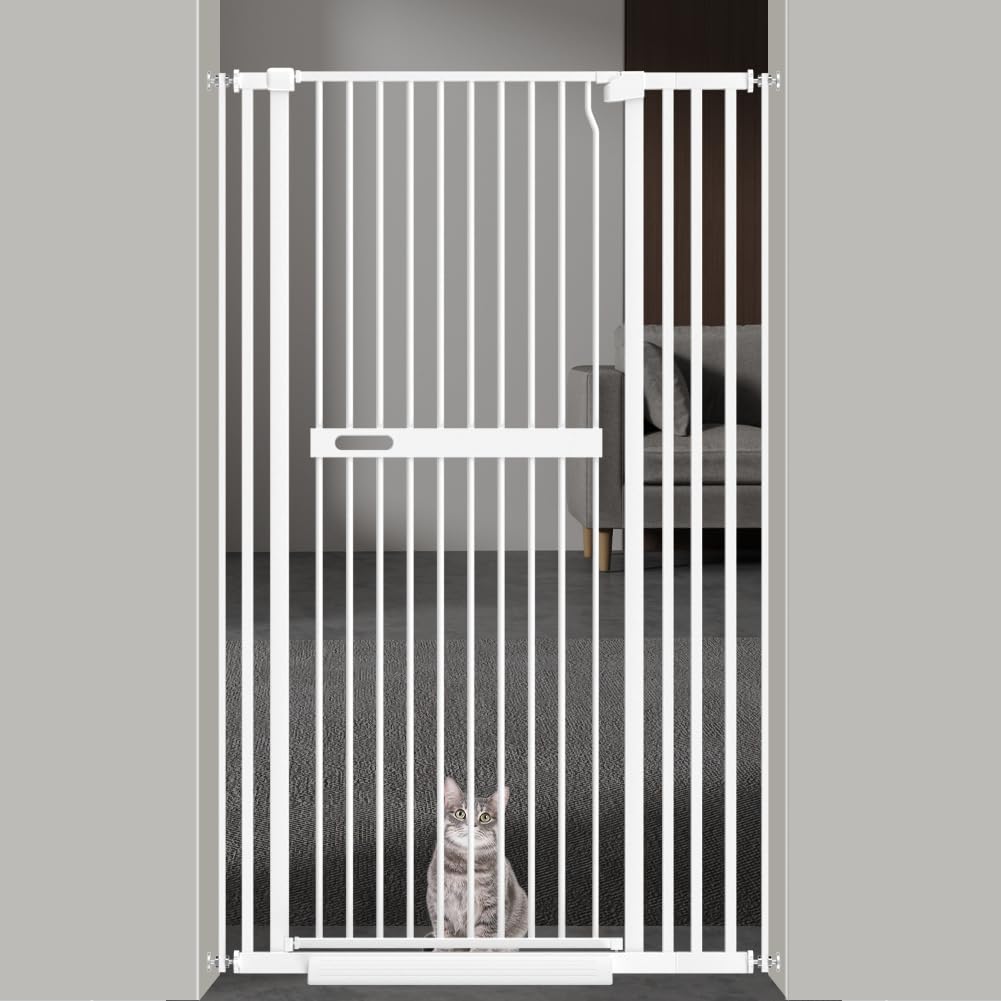 AiWMGL 71" Extra Tall Cat Pet Gate for Doorways Indoor Proof，29.92-37.80" Wide Tall Dog Puppy Safety Baby Gate for Cat Pet, Pressure Mounted No Drill