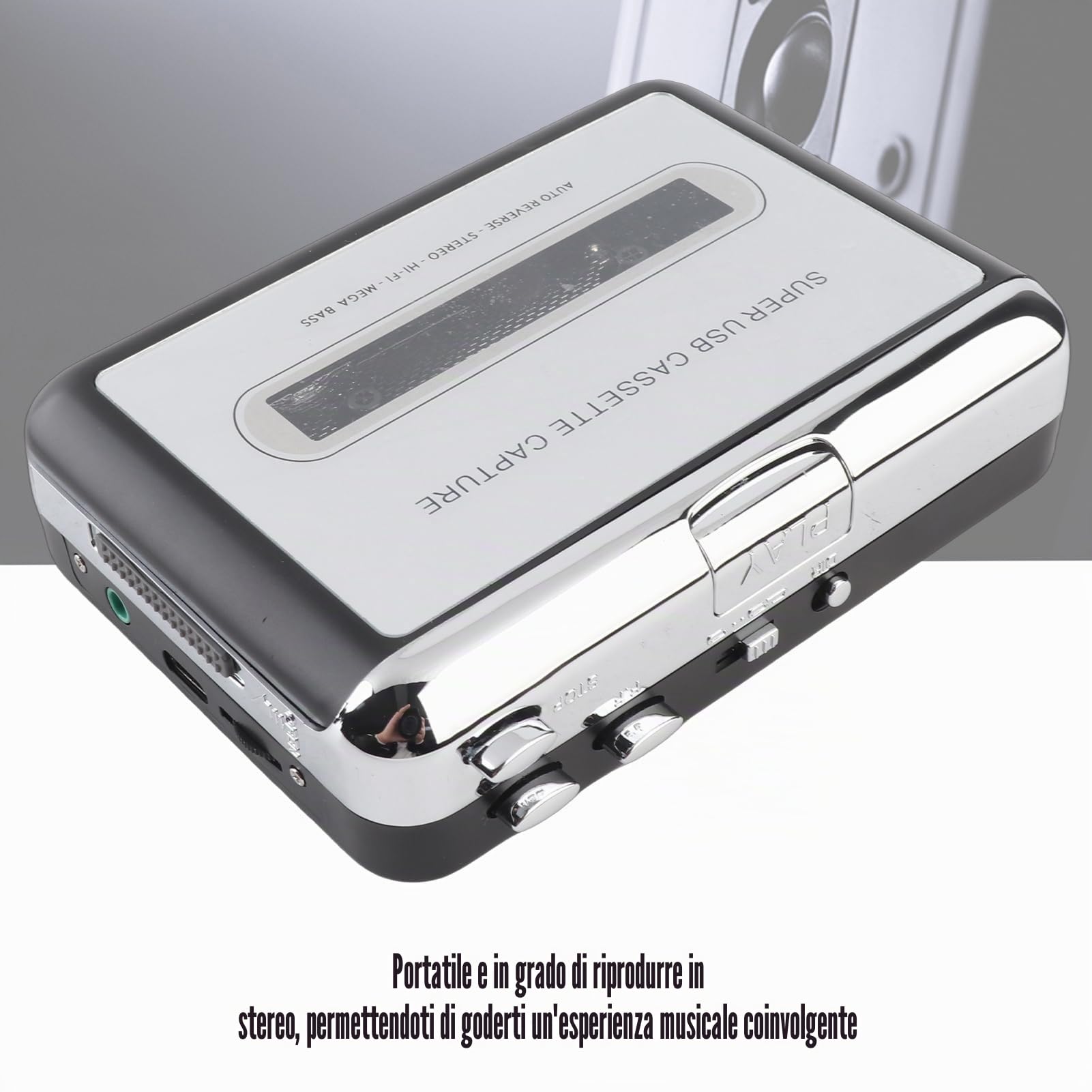 Cattura convertitore da Cassette a MP3 USB, convertitore di Cassette Lettore di Nastri Digitale Portatile per catturare Cassette Stereo/da Nastro a PC Convertitore di switcher MP3