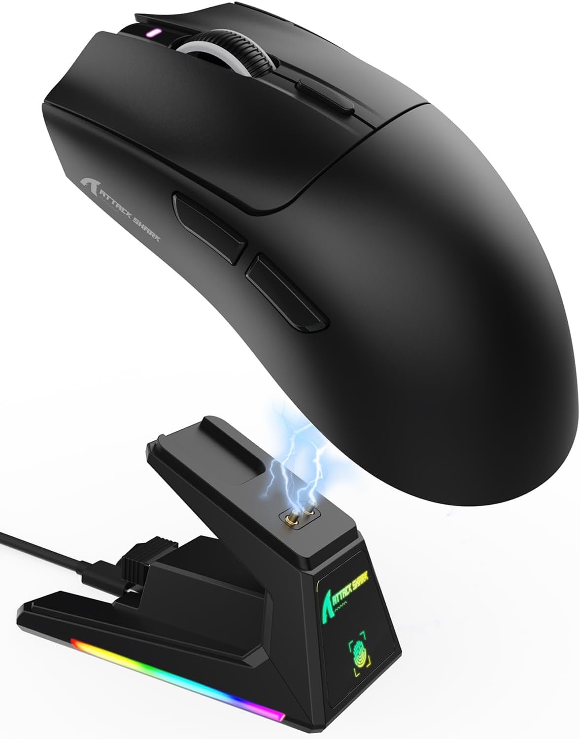 X1 Gaming Mouse with Magnetic Charging Dock, PixArt PAW3395PRO Gaming Sensor, 40000DPI, BT/2.4G Wireless/Wired, 53g SUPERLIGHT Mouse, 100M Micro Switches, for PC/Mac- Black