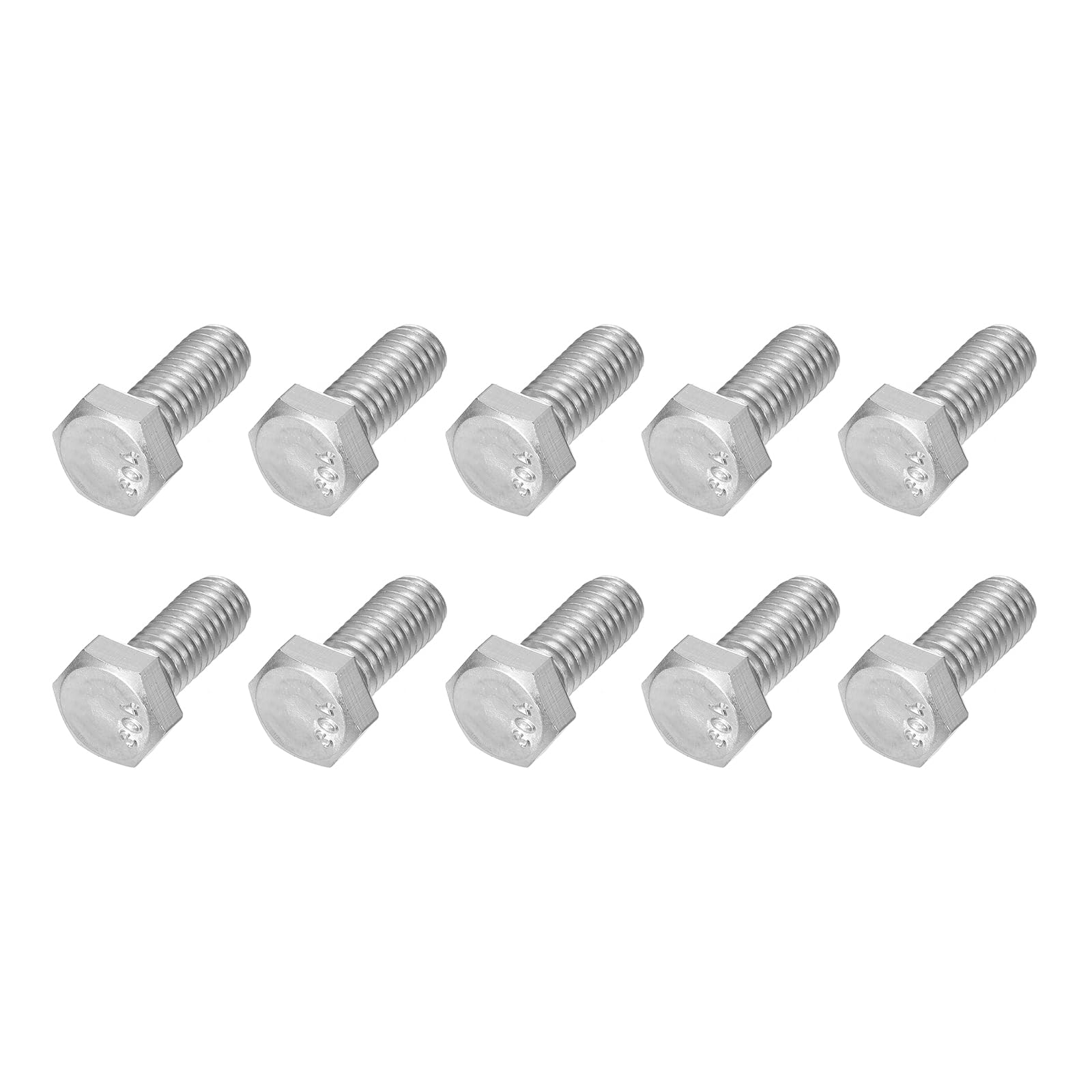 METALLIXITY Hex Head Bolts (5/16-18 x 1/2") 30Pcs, 304 Stainless Steel 18-8, Fully Threaded, External Hex Drive, Plain Finish