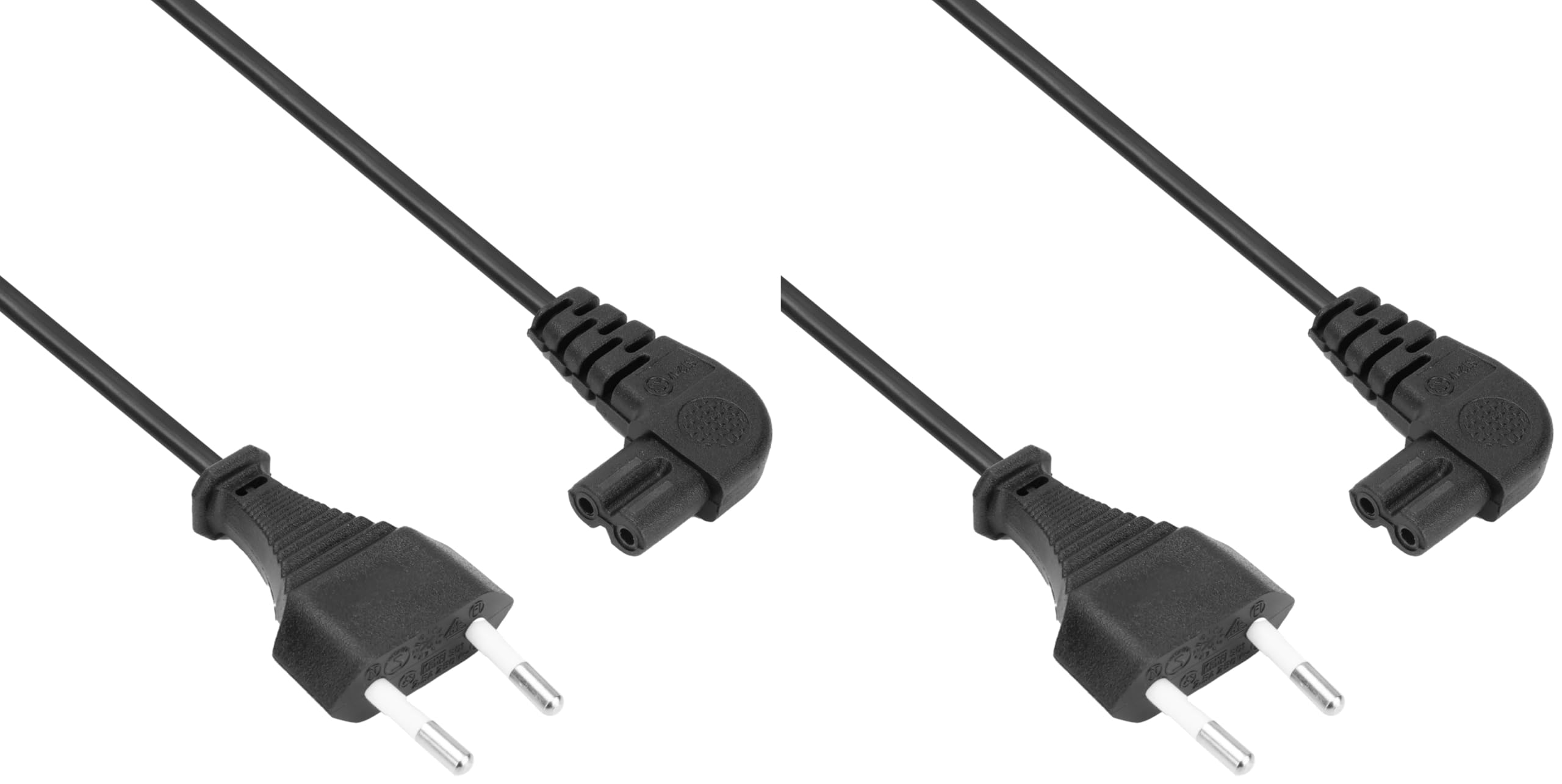 ACT C7 Kabel 3m, Euro Netzkabel Stromkabel Type C Eurostecker Gewinkelt auf Buchse, Kleingerätekabel PS4/PS5, TV, Drucker– AK5421, 3 m (Packung mit 2)