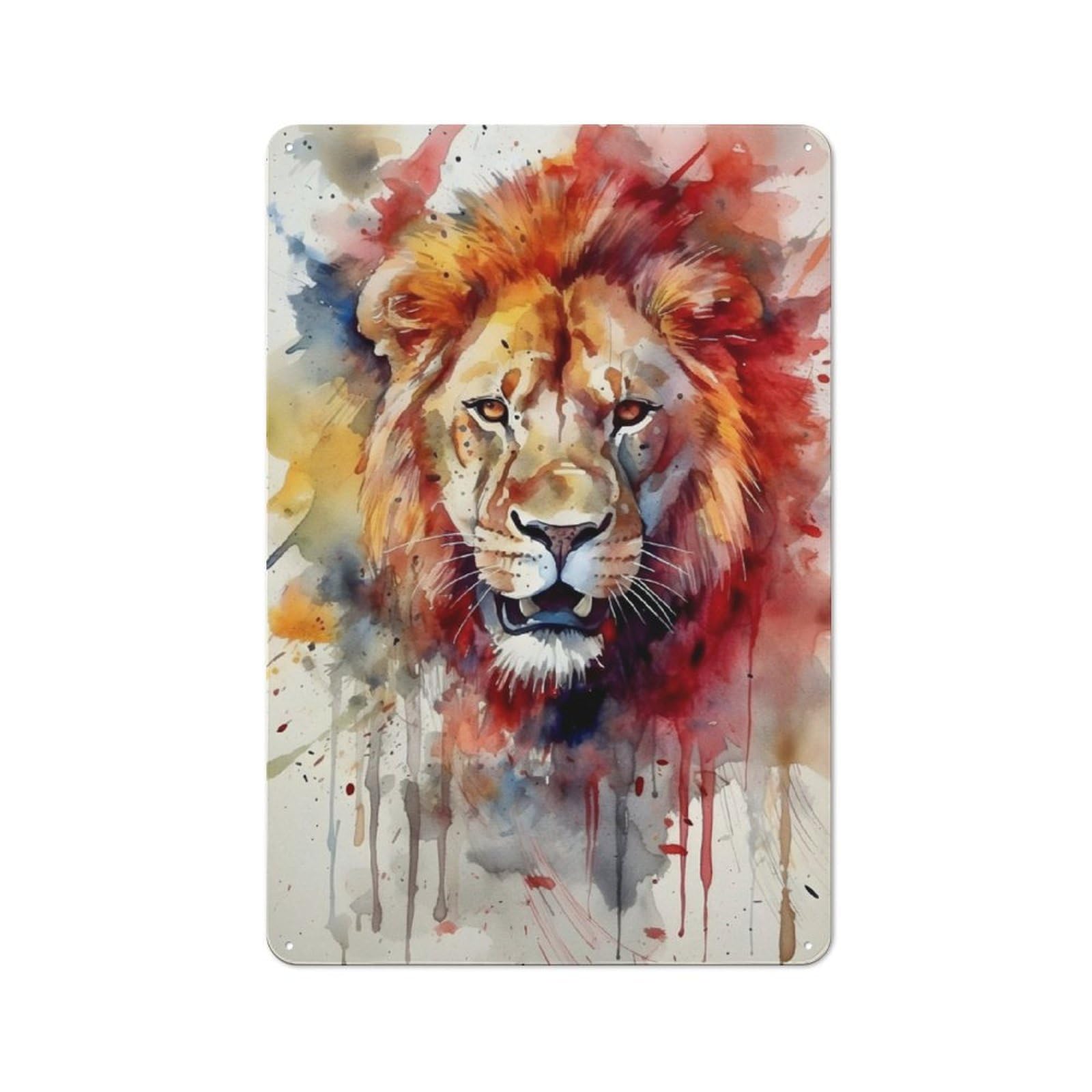Junmoney Watercolors Lion Retro Metal Plaque 30X20cm For Lounge Or Reading Corner, Winter Wall Decor For Reading Corner Decorators