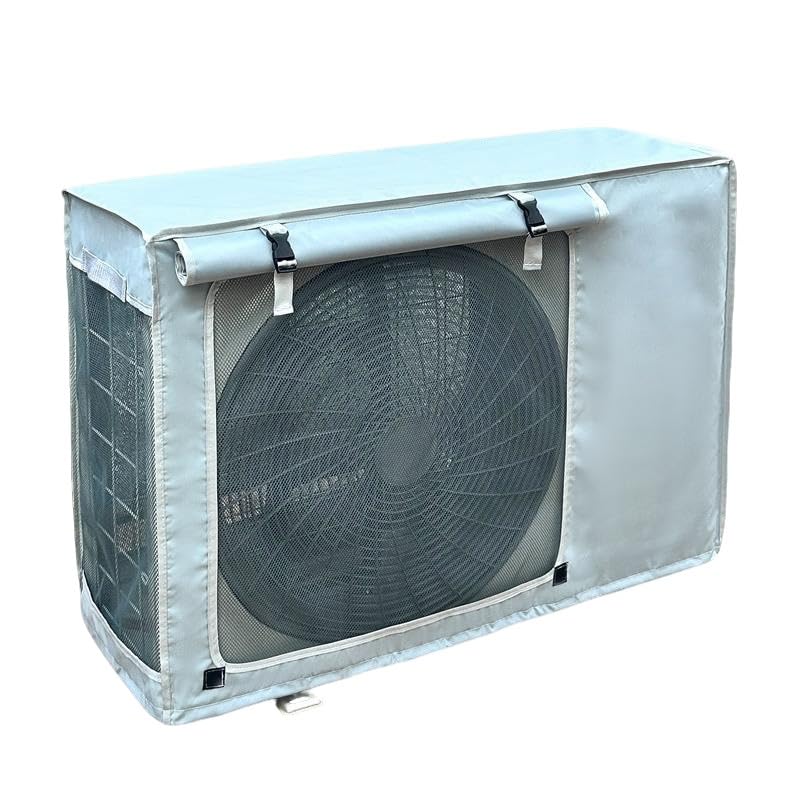 Funda de aire acondicionado para exteriores, protector de unidad de CA móvil con correa ajustable, tela Oxford 600D, diseño extraíble, malla ventilada, gris, 98 x 73 x 41 cm