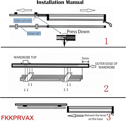 Miniatura 6 de Riel para colgar ropa de armario, barra de armario extraíble de 31.5 pulgadas de longitud, riel de ropa de armario, organizador de armario para