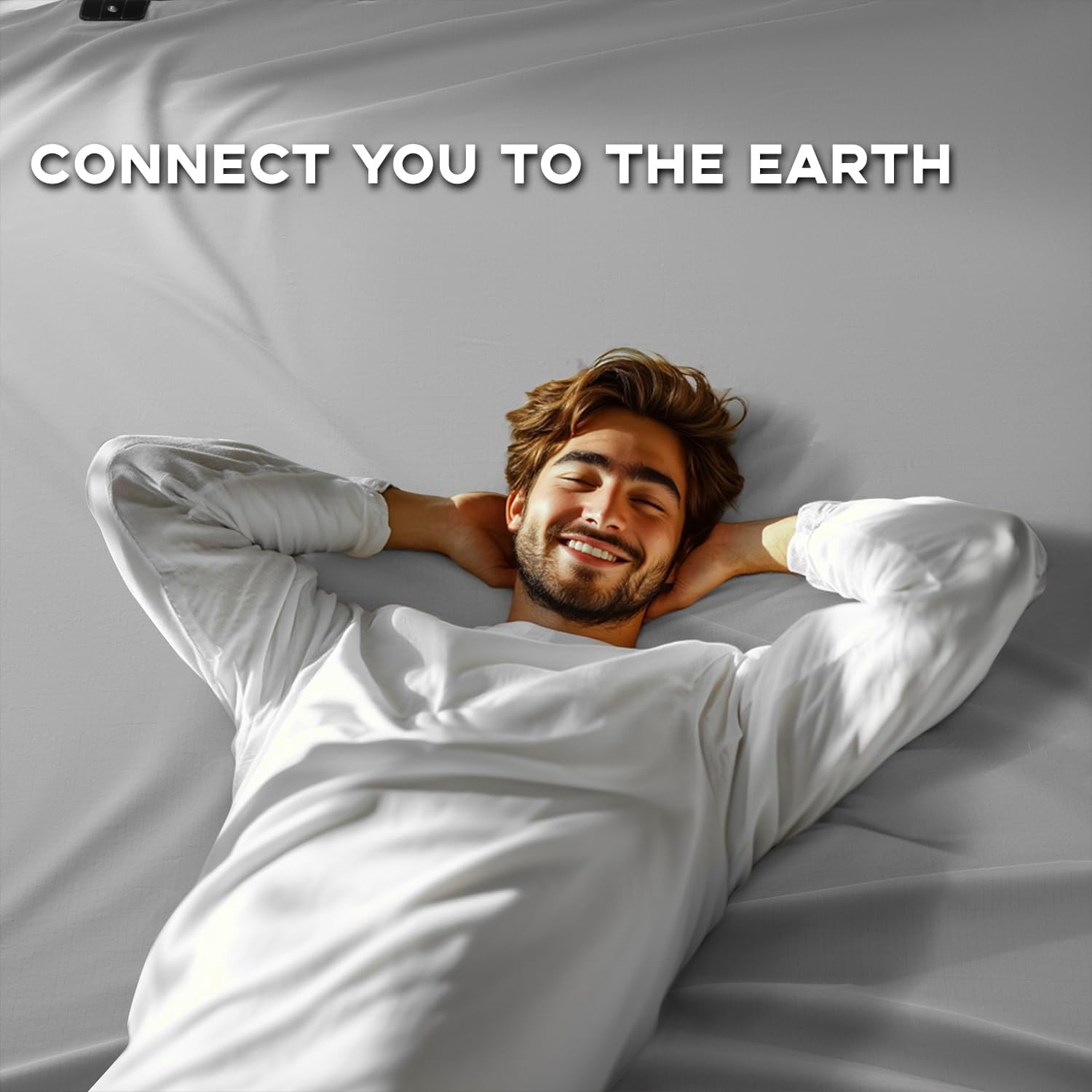 Grounding Sheet Queen,6% Pure Silver Fiber 94% Cotton Connected Earth Energy, Grounding Bed Sheets 18" Deep Pocket with Grounding Cord Enhances Energy and Well-Being(60"x 80" Grey)