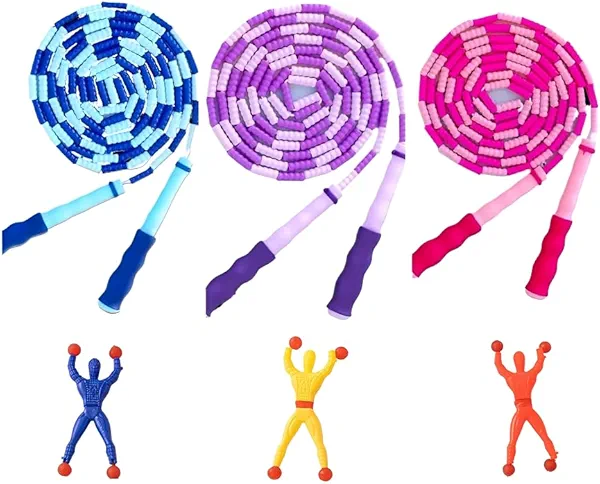 LIZADIN Jump Rope for Kids, Soft Beaded Skipping Rope, Adjustable Length Tangle-Free Segmented Jumping Rope for Kids Students Man and Women